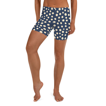 Blue Polka Dot Printed Mid-Rise Shorts