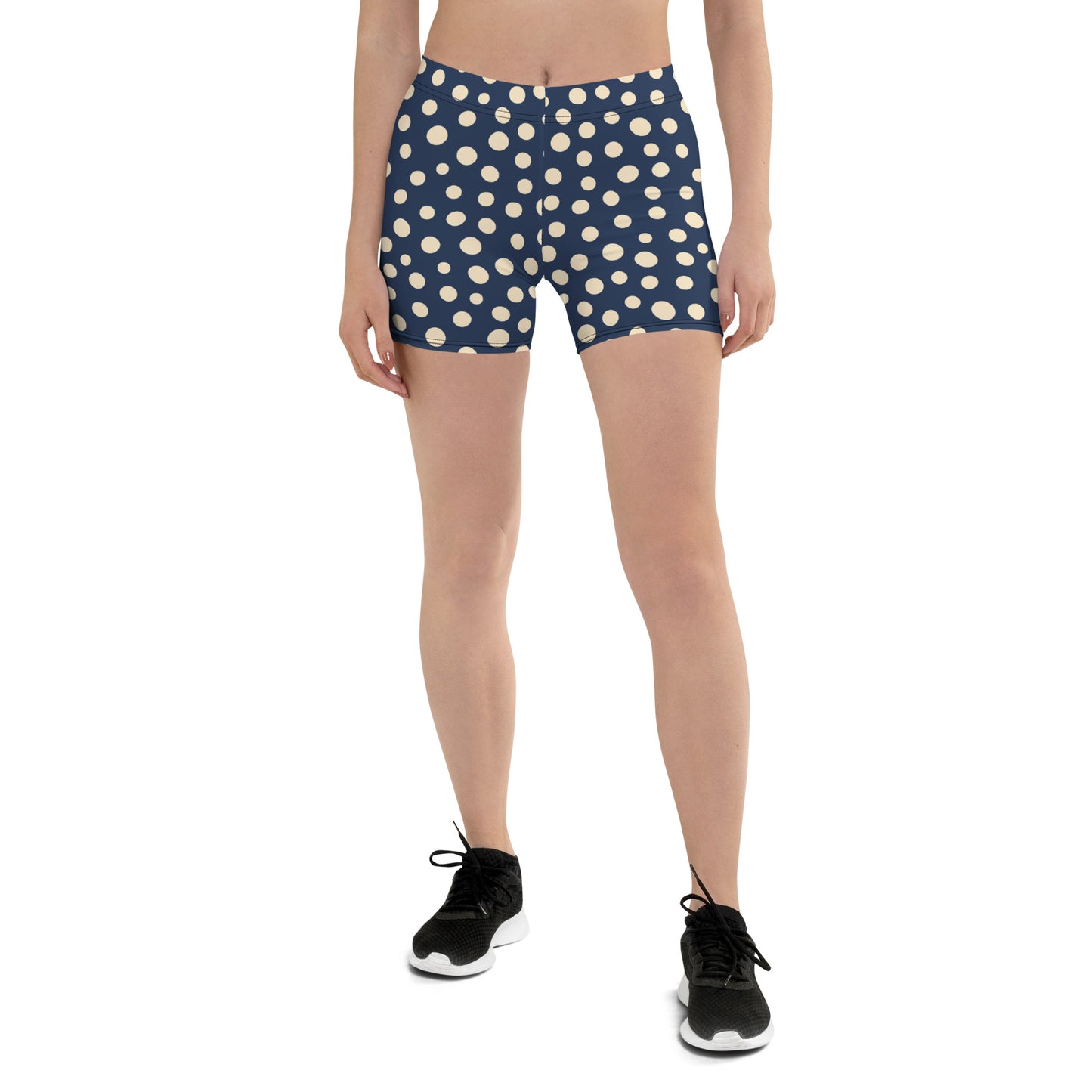 Blue Polka Dot Printed Mid-Rise Shorts