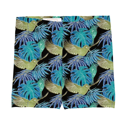 Blue Leaf Eclipse Mid-Rise Shorts