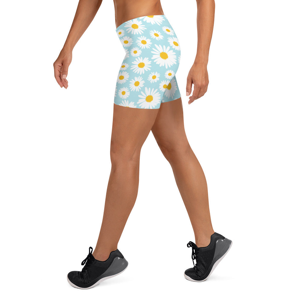 Blue Flora Mid-Rise Shorts