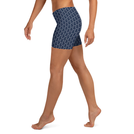 Geometric Groove Navy Mid-Rise Shorts