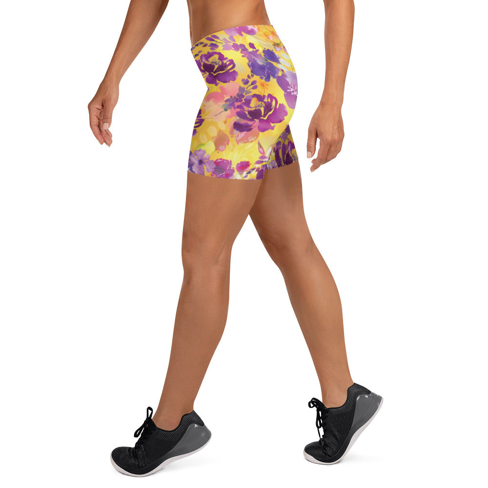 Floral Fantasy Multicolored Mid-Rise Shorts