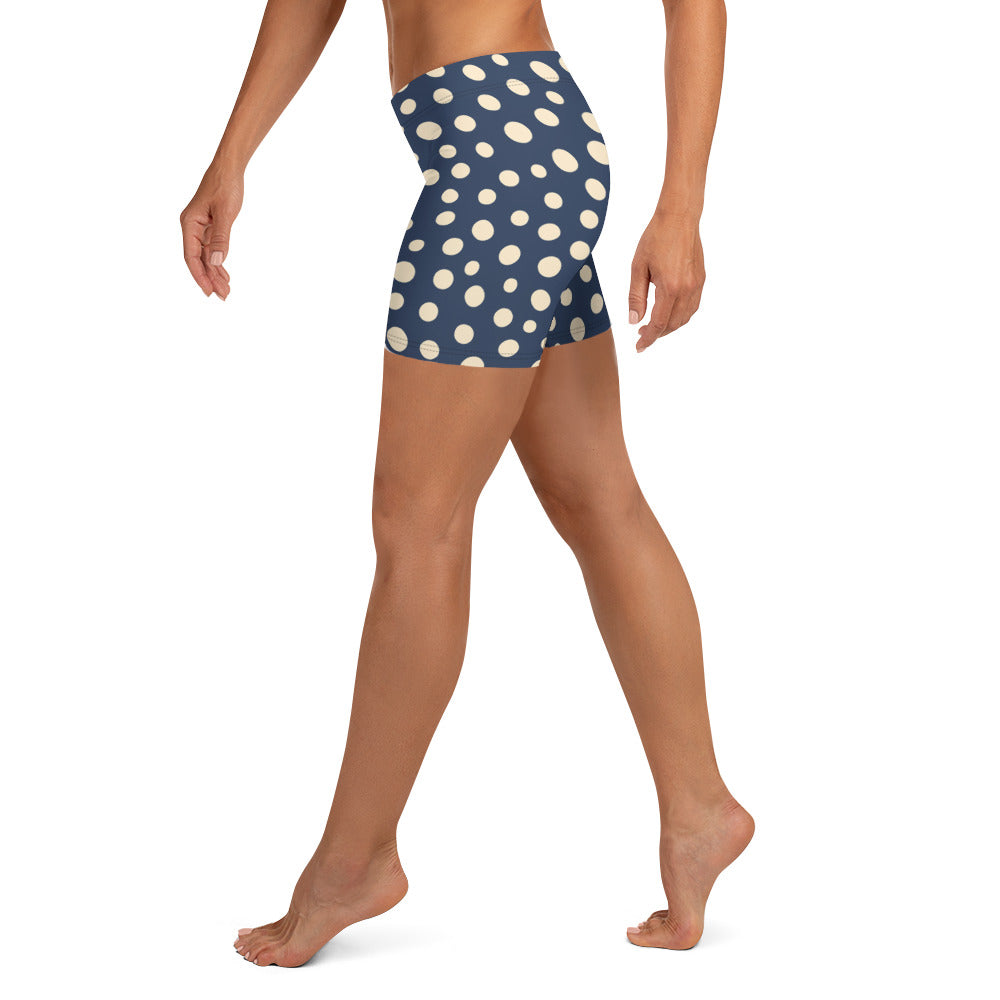 Blue Polka Dot Printed Mid-Rise Shorts