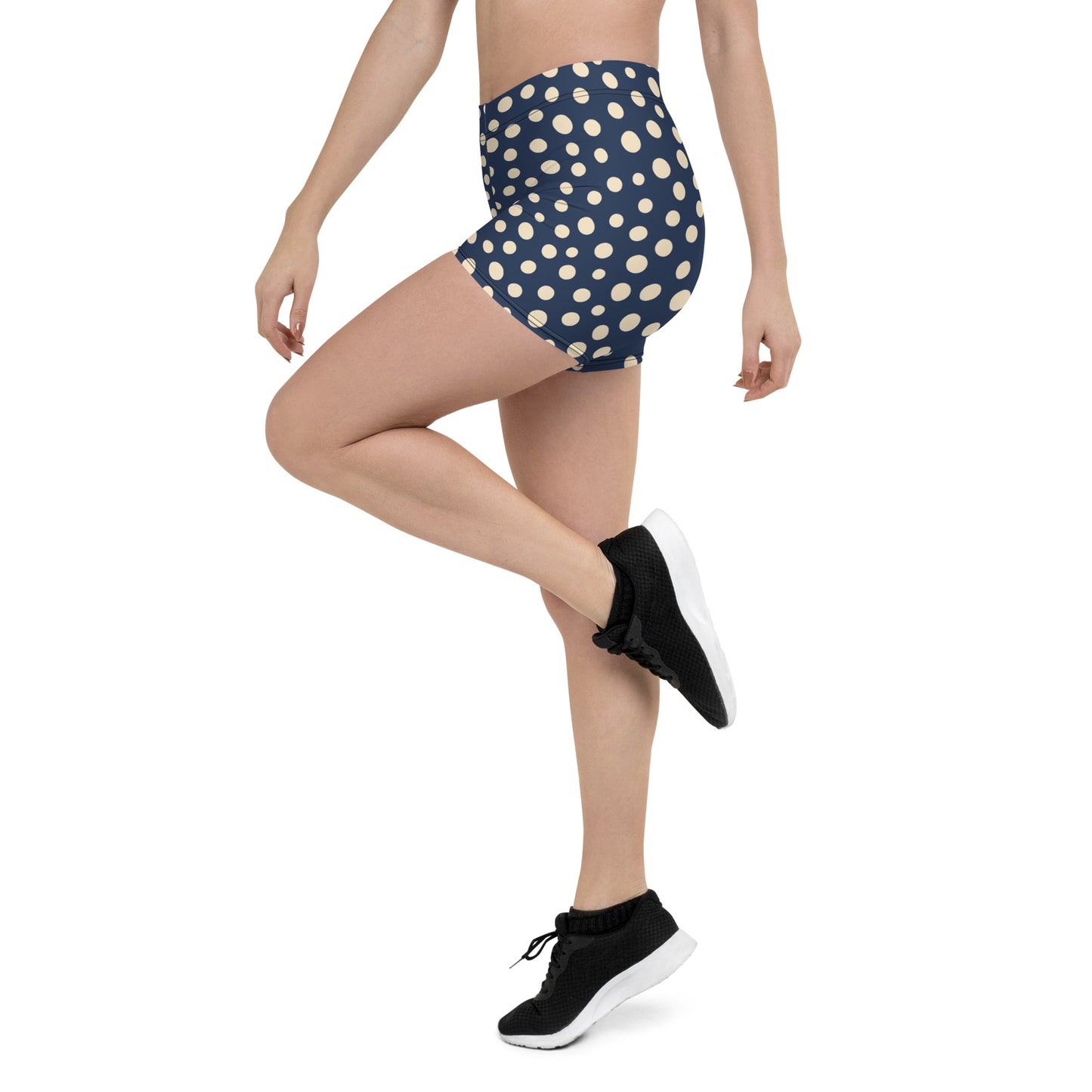 Blue Polka Dot Printed Mid-Rise Shorts