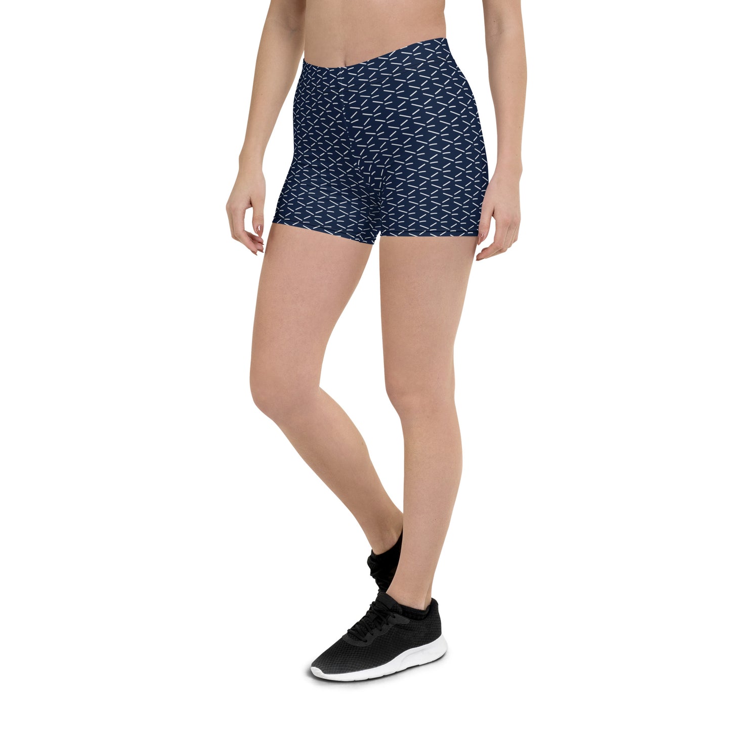 Geometric Groove Navy Mid-Rise Shorts