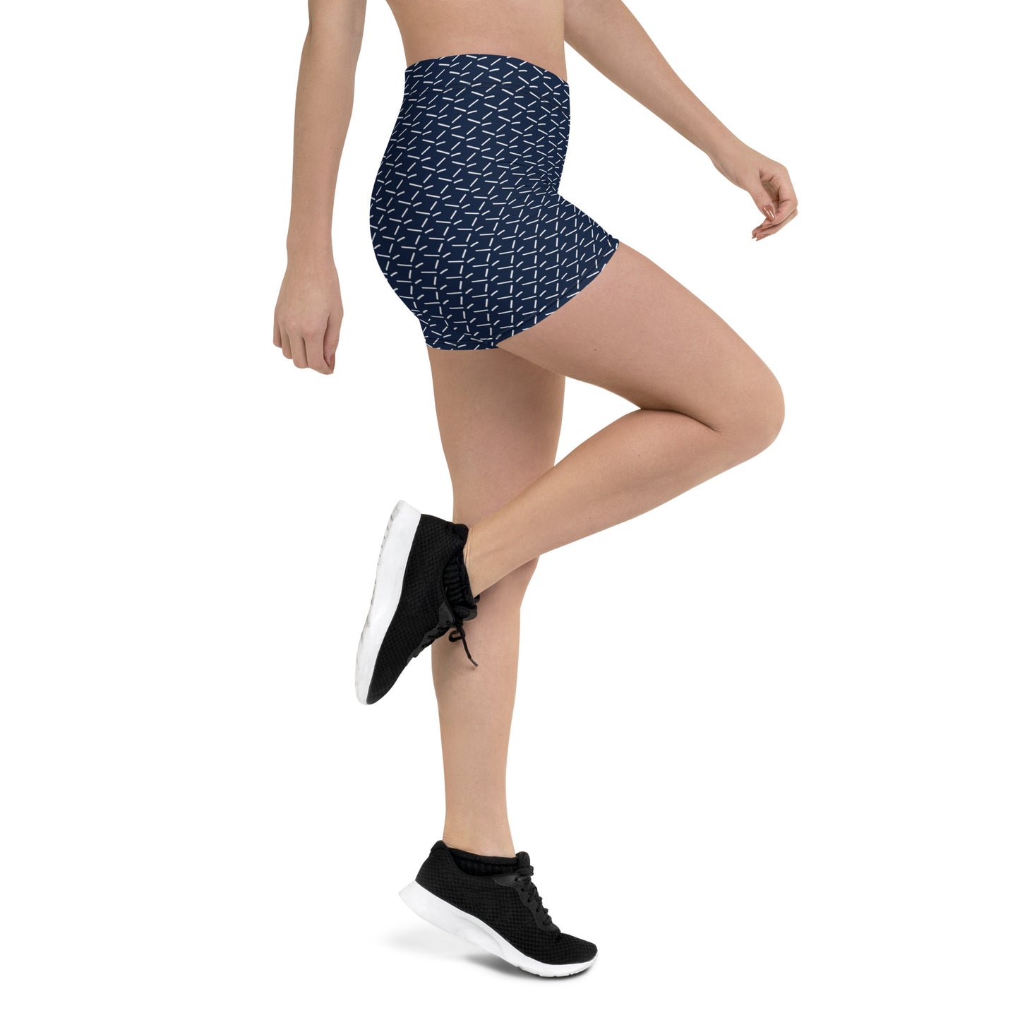 Geometric Groove Navy Mid-Rise Shorts