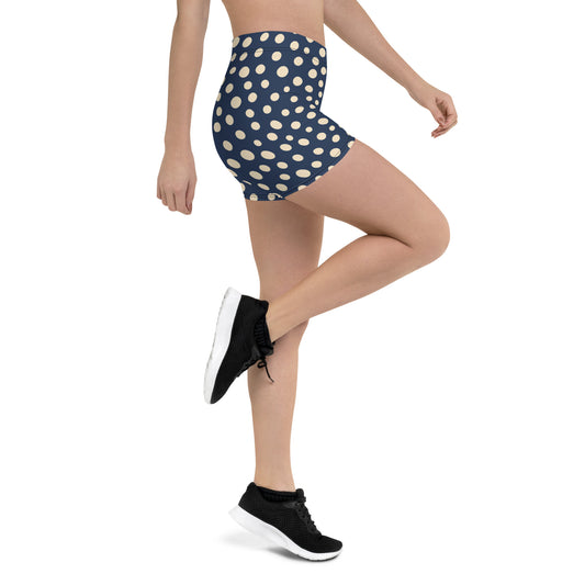 Blue Polka Dot Printed Mid-Rise Shorts