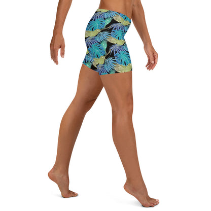 Blue Leaf Eclipse Mid-Rise Shorts