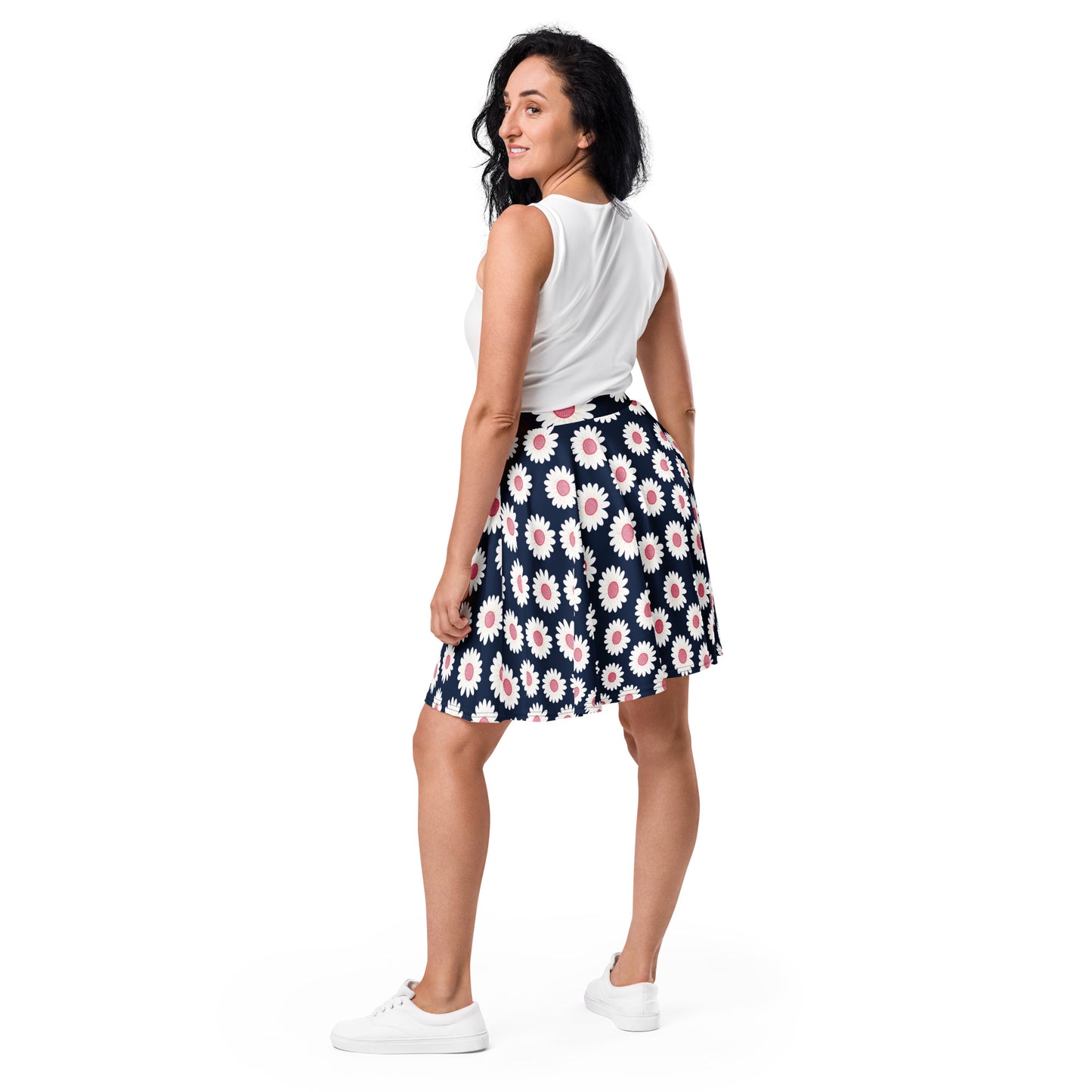 Sunflower Blue Print Skater Skirt