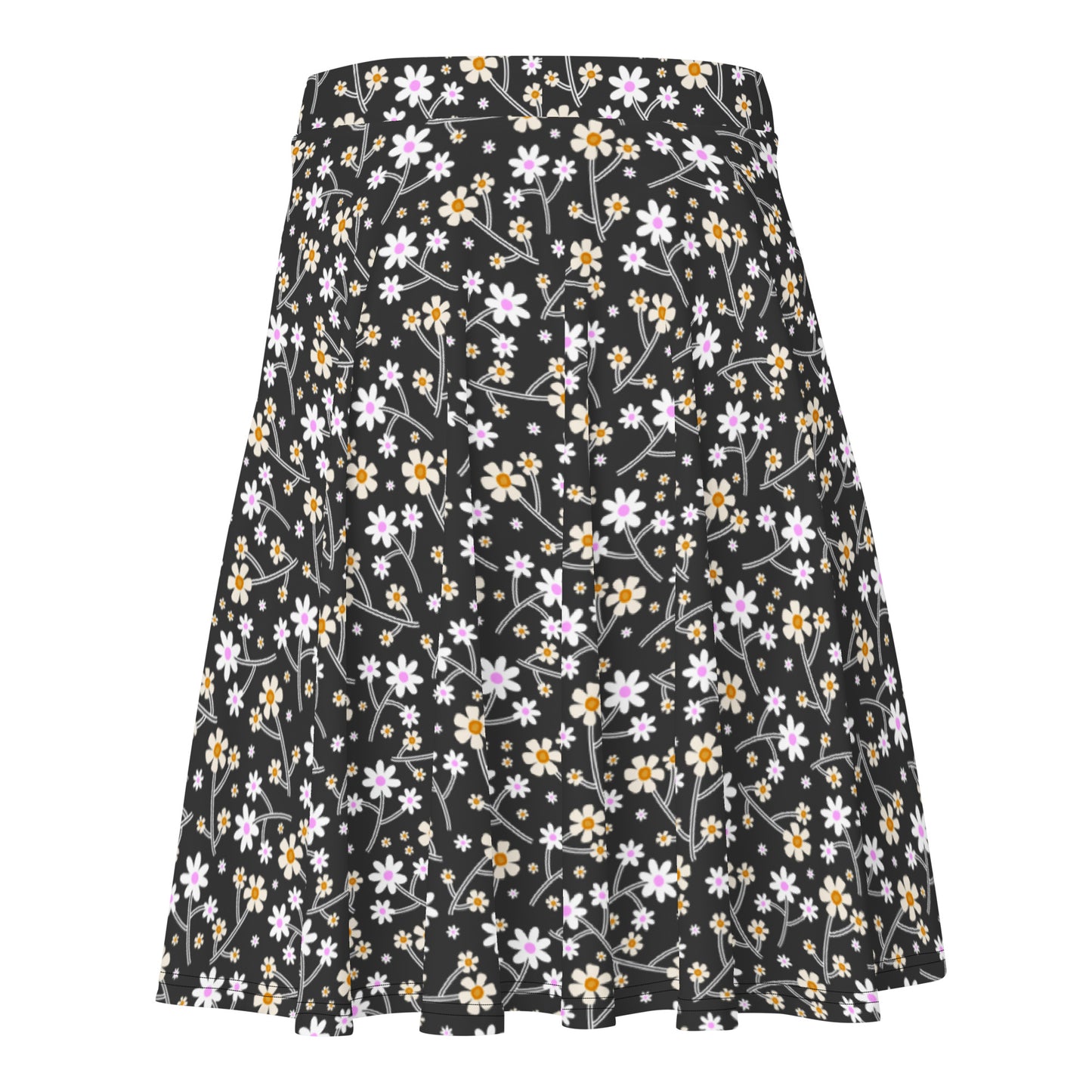 Grey Floral Print Skater Skirt