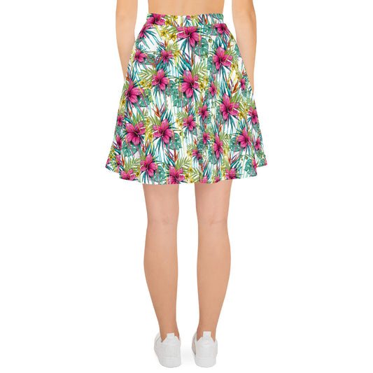 Pink Floral Fantasy Skater Skirt