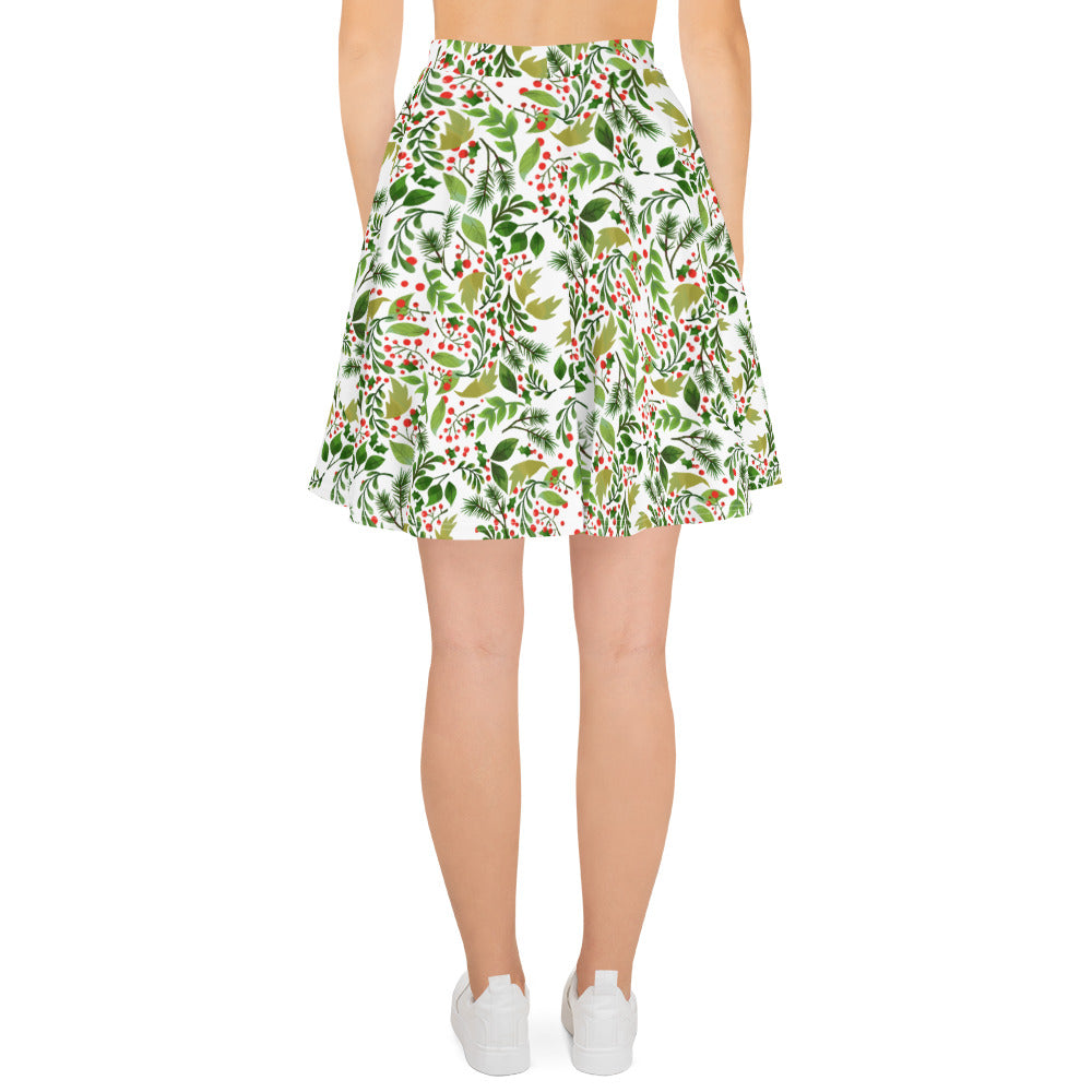 Holly Patterned Skater Skirt