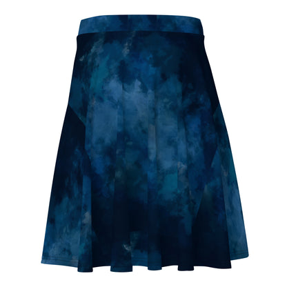 Dark Blue Watercolor Skater Skirt