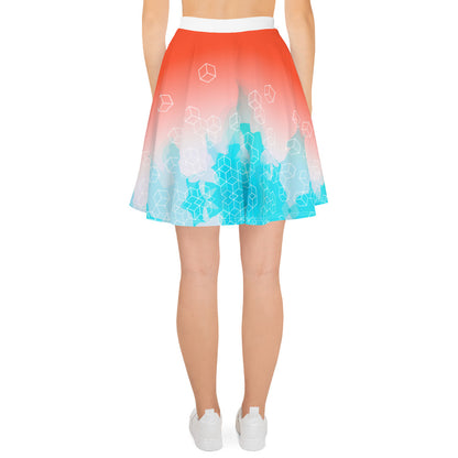 Bright Watercolor Pattern Skater Skirt