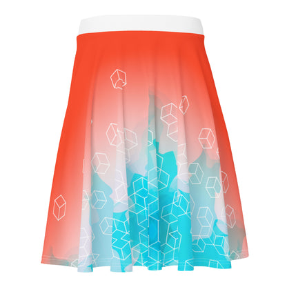 Bright Watercolor Pattern Skater Skirt