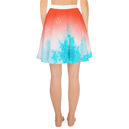 Bright Watercolor Pattern Skater Skirt