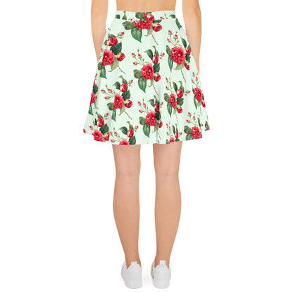 Elegant Floral Print Skater Skirt