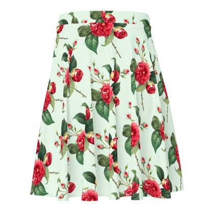 Elegant Floral Print Skater Skirt