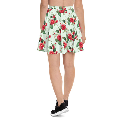 Elegant Floral Print Skater Skirt