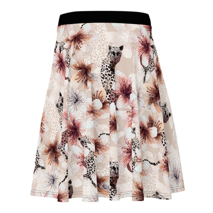 Elegant Cat Silhouette Skater Skirt