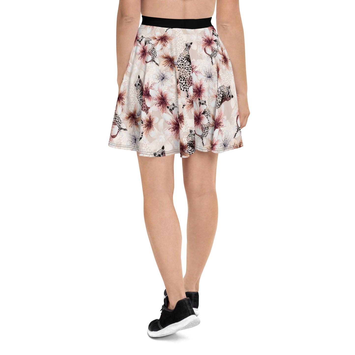 Elegant Cat Silhouette Skater Skirt