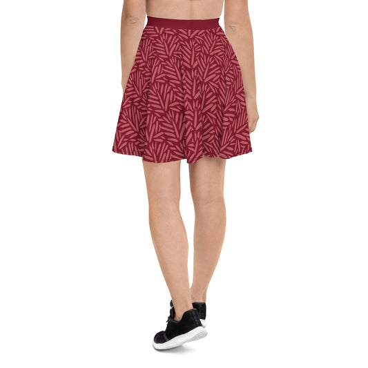 Burgundy Leafy Luxe Skater Skirt