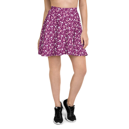 Purple Floral Fantasy Skater Skirt