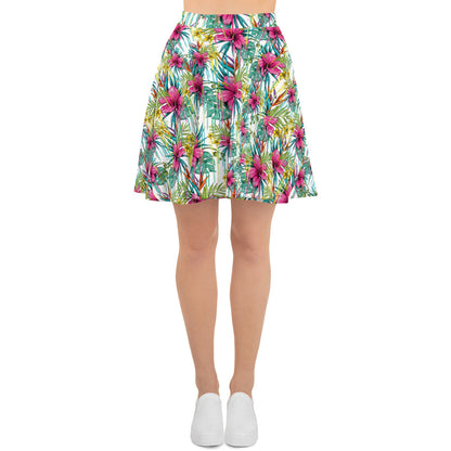 Pink Floral Fantasy Skater Skirt