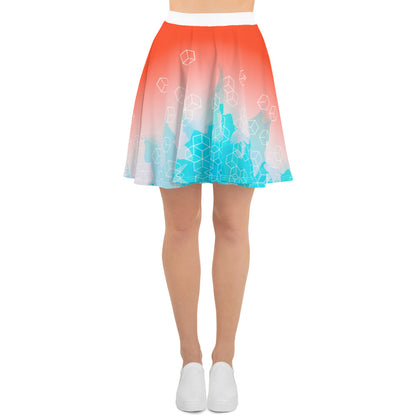 Bright Watercolor Pattern Skater Skirt