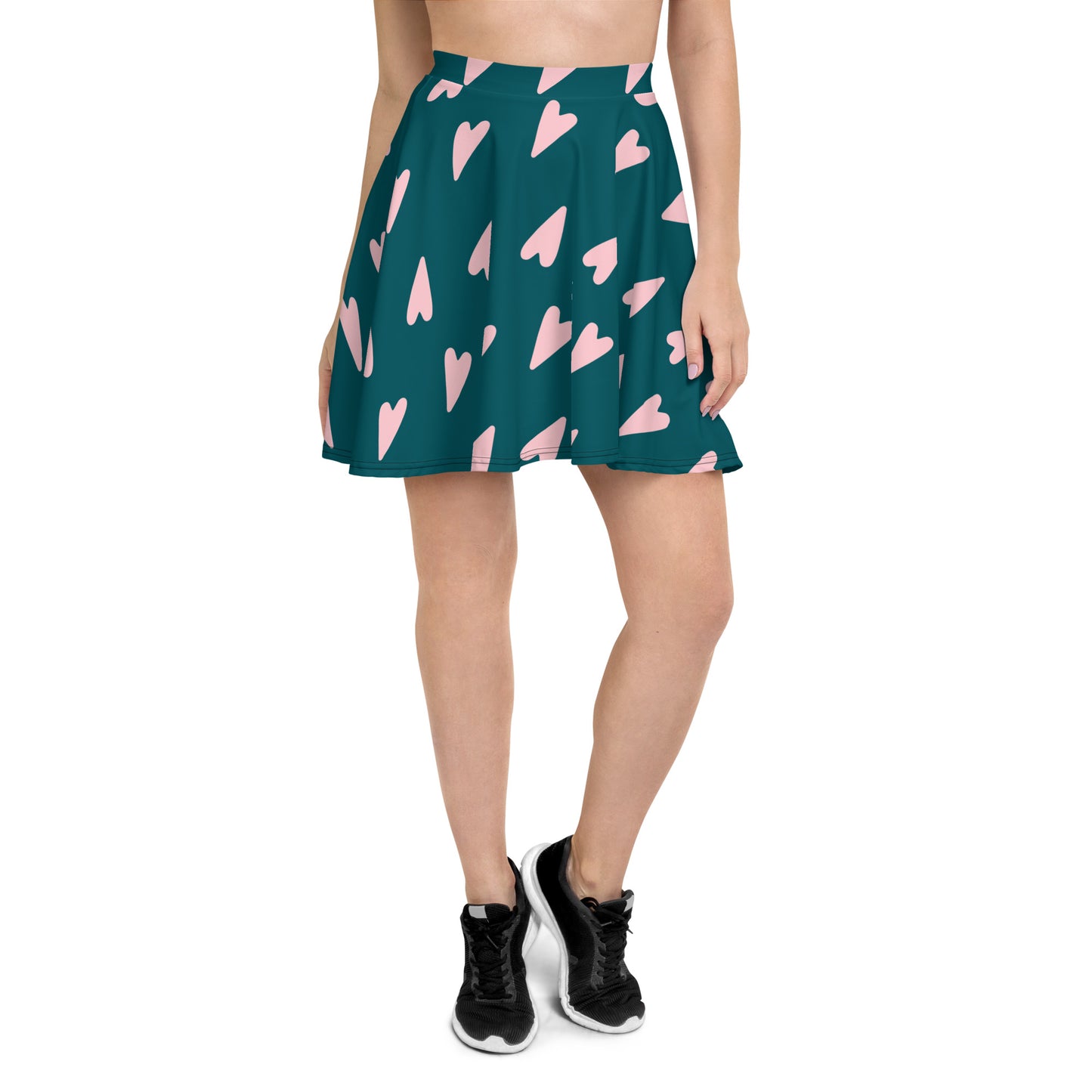 Blue Love Pattern Skater Skirt