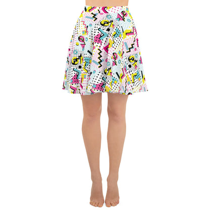 Lovely Scattered Patterned Skater Skirt