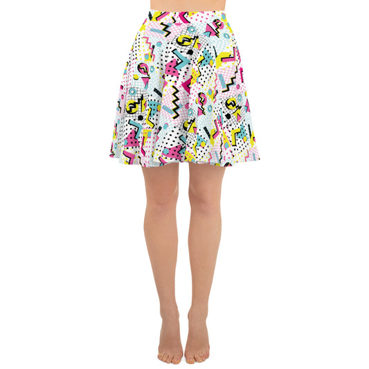 Lovely Scattered Patterned Skater Skirt