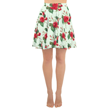 Elegant Floral Print Skater Skirt