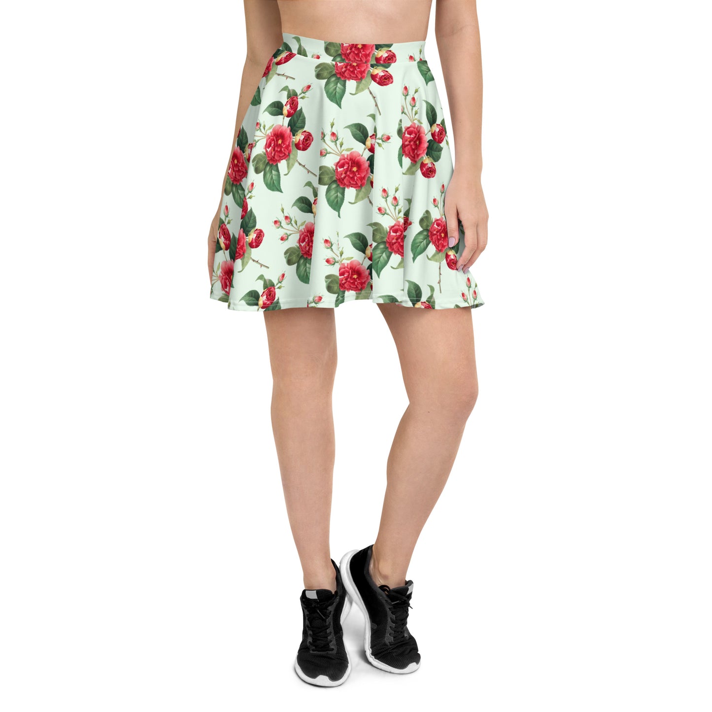 Elegant Floral Print Skater Skirt