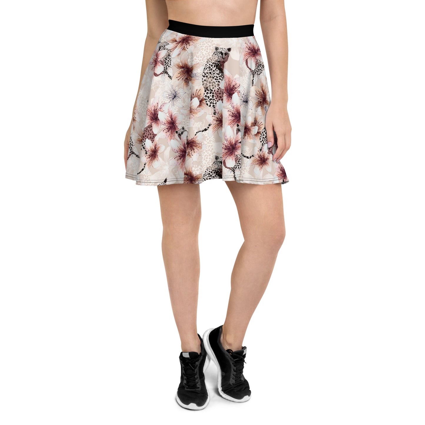 Elegant Cat Silhouette Skater Skirt