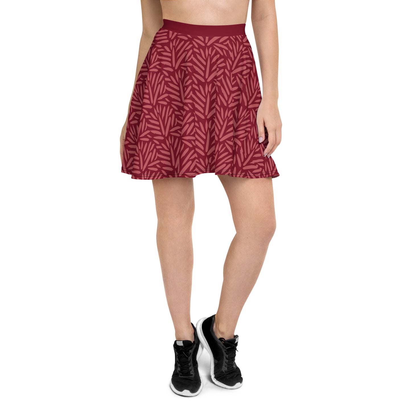 Burgundy Leafy Luxe Skater Skirt