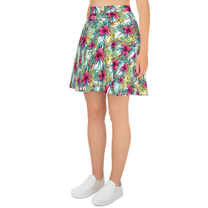 Pink Floral Fantasy Skater Skirt