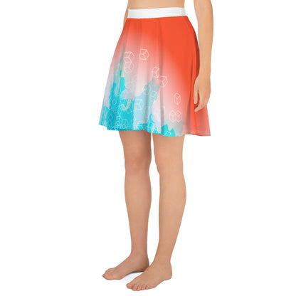 Bright Watercolor Pattern Skater Skirt