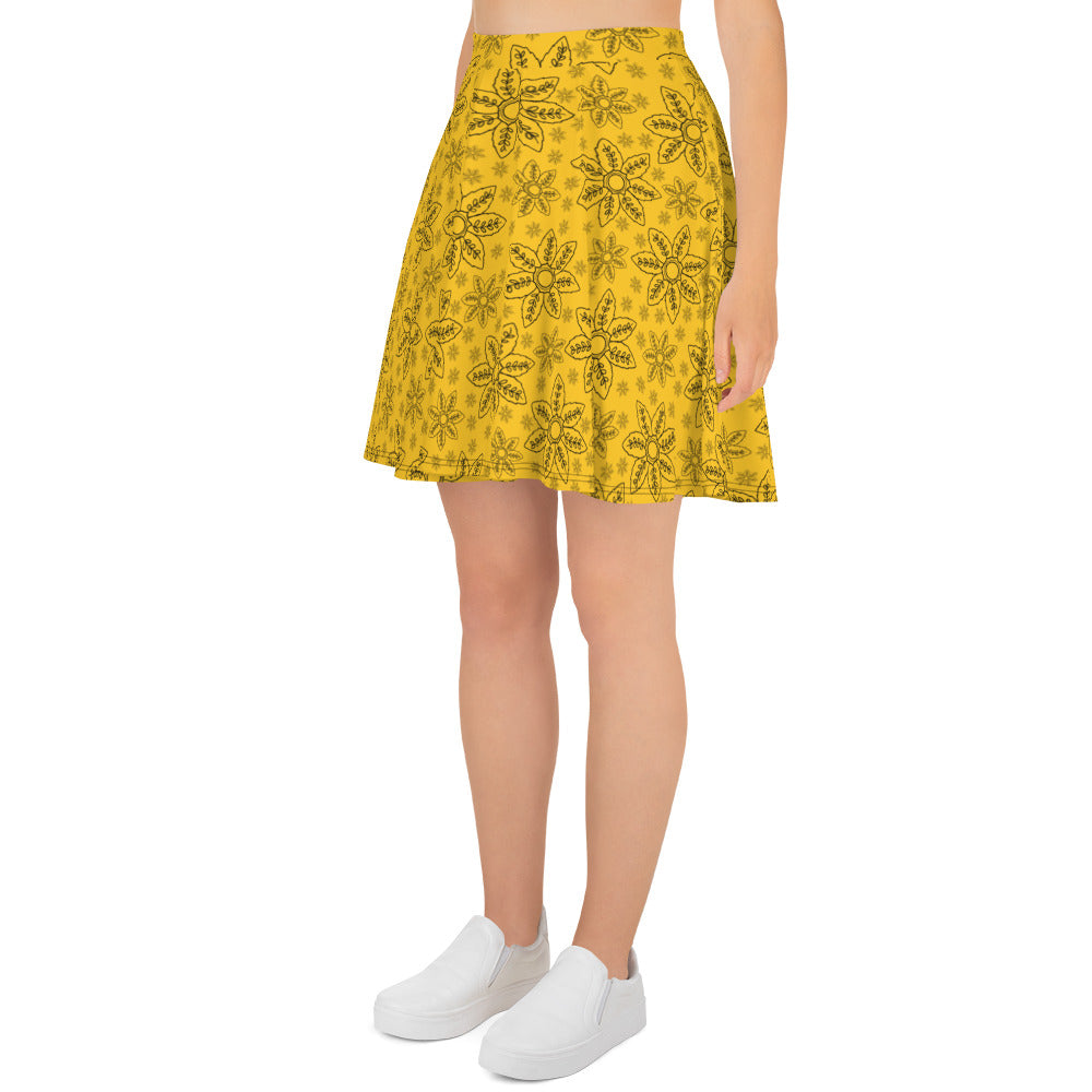 Yellow Floral Bliss Skater Skirt