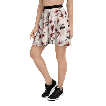 Elegant Cat Silhouette Skater Skirt