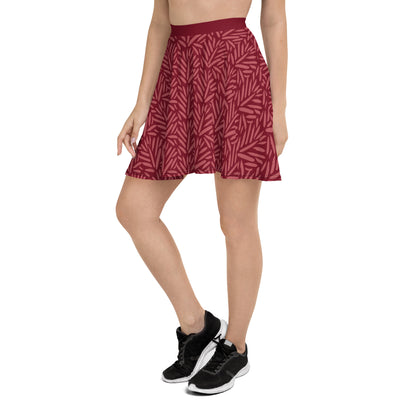 Burgundy Leafy Luxe Skater Skirt