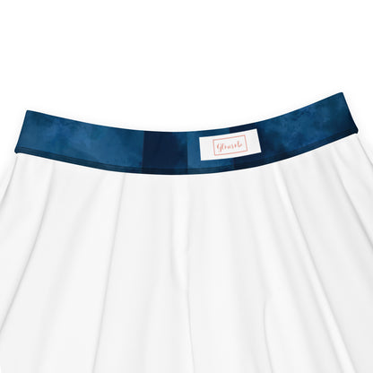 Dark Blue Watercolor Skater Skirt