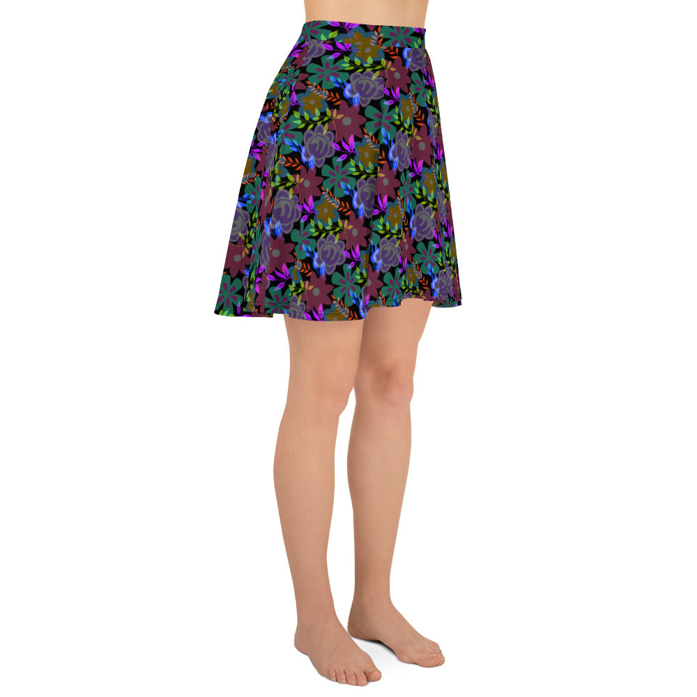 Multicolored Floral Skater Skirt