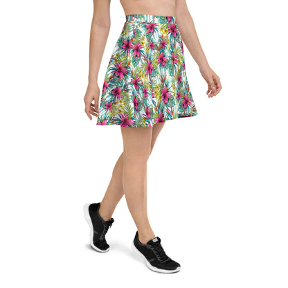 Pink Floral Fantasy Skater Skirt