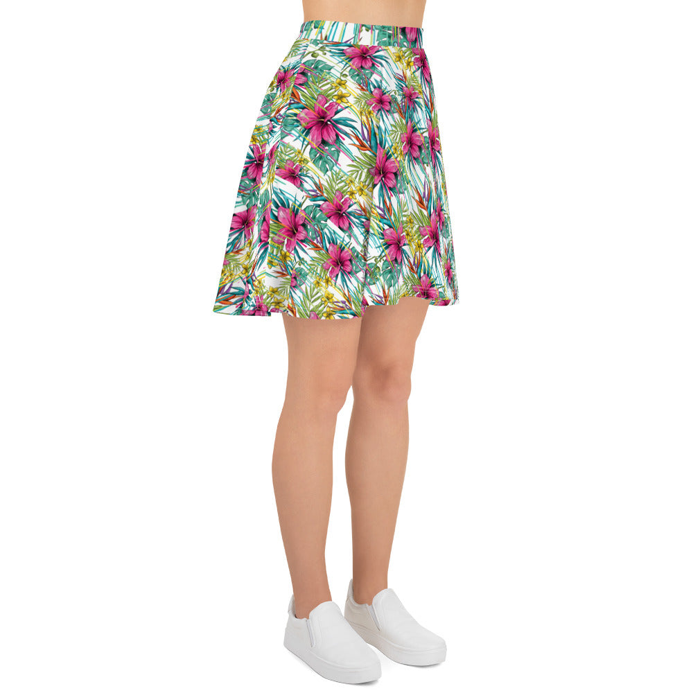 Pink Floral Fantasy Skater Skirt