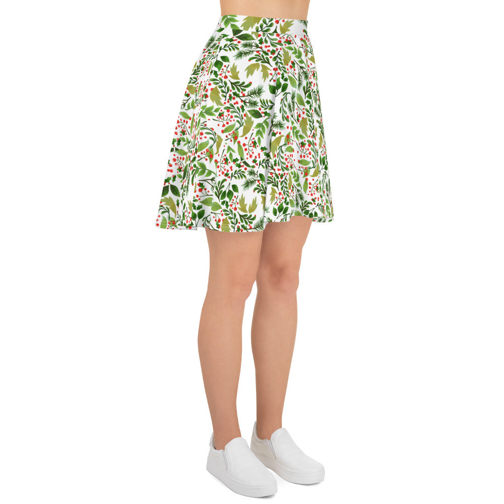 Holly Patterned Skater Skirt