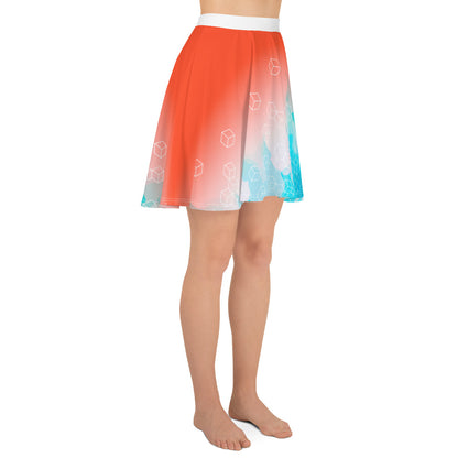 Bright Watercolor Pattern Skater Skirt