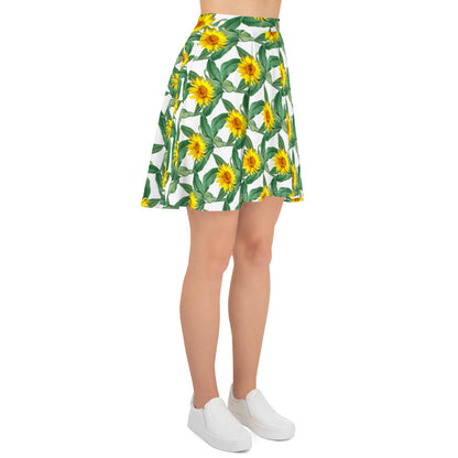 Sunflower Blooming Pattern Skater Skirt