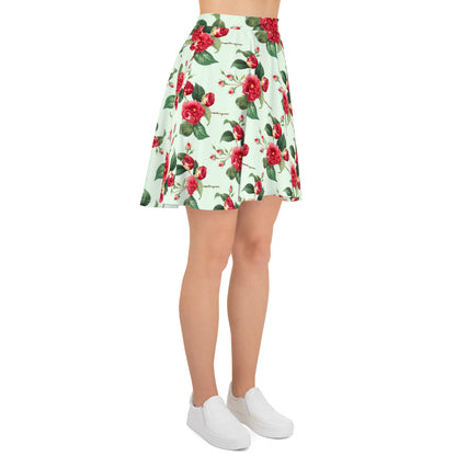 Elegant Floral Print Skater Skirt