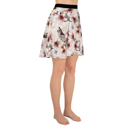 Elegant Cat Silhouette Skater Skirt